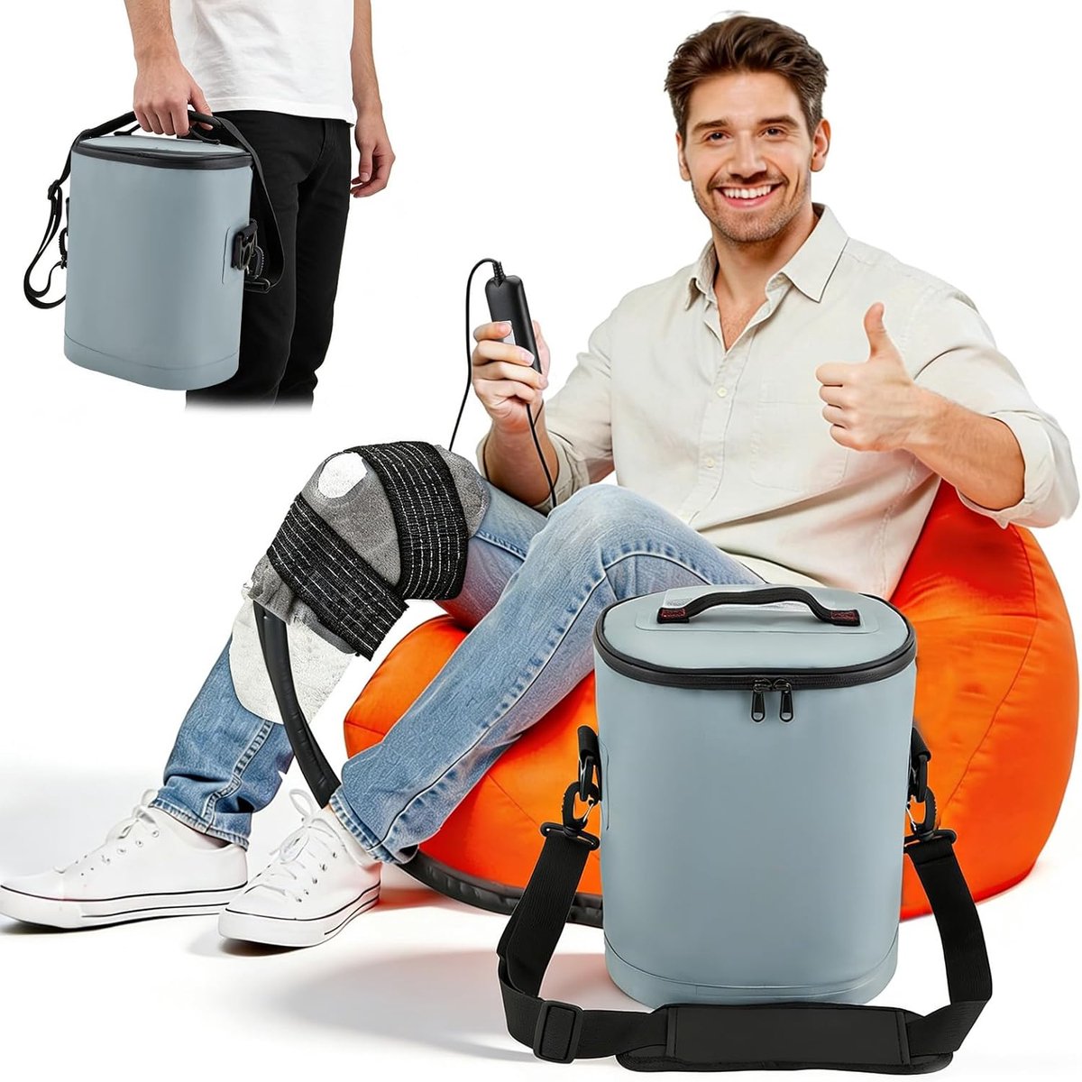 Koudtherapie-apparaat met programmeerbare timer, koelband voor knie, 14L draagbare ijsmachine voor knie na operaties, herbruikbare knie koelkompres voor rug, schouder, heup