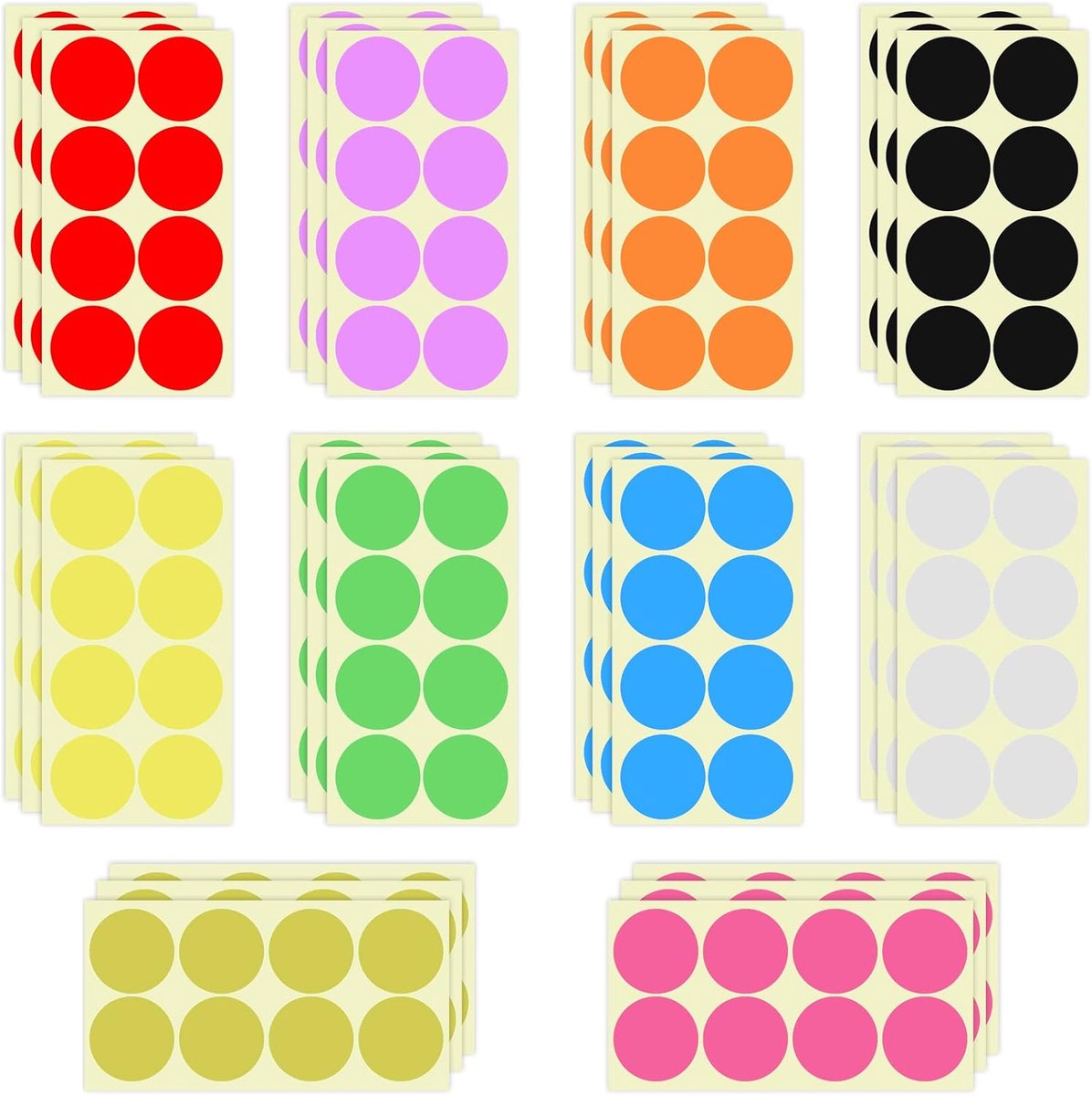 Van 240 stuks etiketten, markeringspunten, 5 cm, plakpunten, kleurrijke puntstickers, grote ronde stickers, plakpunten, stickers, etiketten voor klaslokaal, kantoor, thuis, classificatie, kunst,