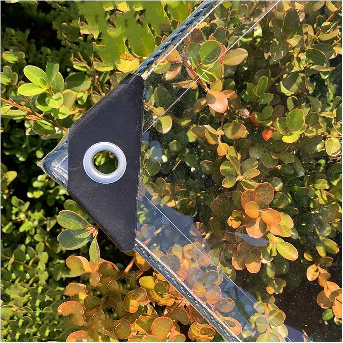 waterdicht, scheurvast, transparant, met oogjes, 0,3 mm dik, multifunctionele pvc-bescherming, voor auto, camping, tuinmeubelen, met touw en kabelbinders, 420 g/m² (1,5 x 6 m)