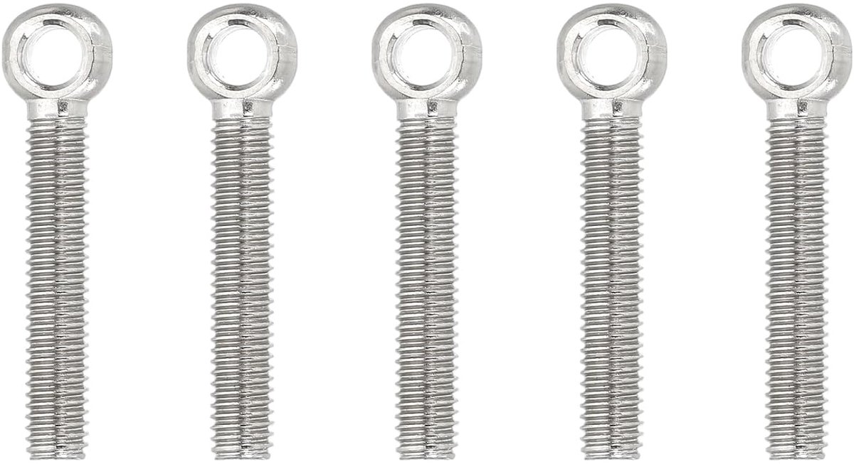 Oogschroeven met hefschouder M5 x 33 mm, 5 stuks schouderschroeven voor het optillen van 304 roestvrij stalen schroefdraad voor het optillen van ventielen, zilver