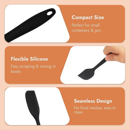 Spatels, 21 cm, kleine flexibele spatel, siliconen schraper voor de keuken, anti-aanbaklaag, spatel voor glazen, kommen voor het mengen, schrapen, keukengerei en banketbakkerij — afbeelding 2