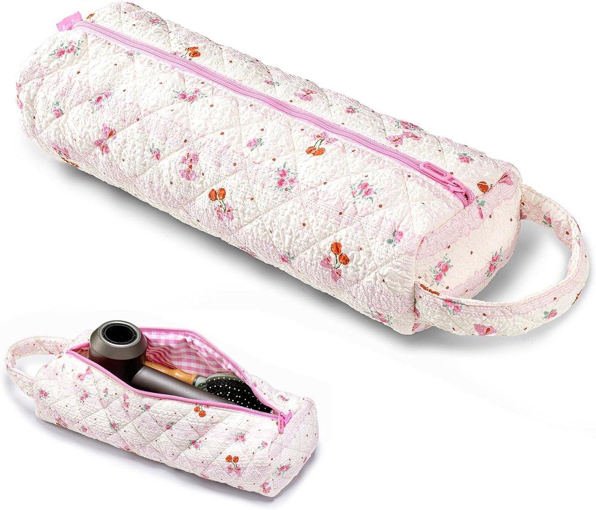 Reisetasche, Gewatteerde Cosmetica Toiletartikel Organizer, Zachte, Draagbare Draagtas Voor Haar Föhn Set, Cadeau Voor Vrouwen Meisjes, Kers