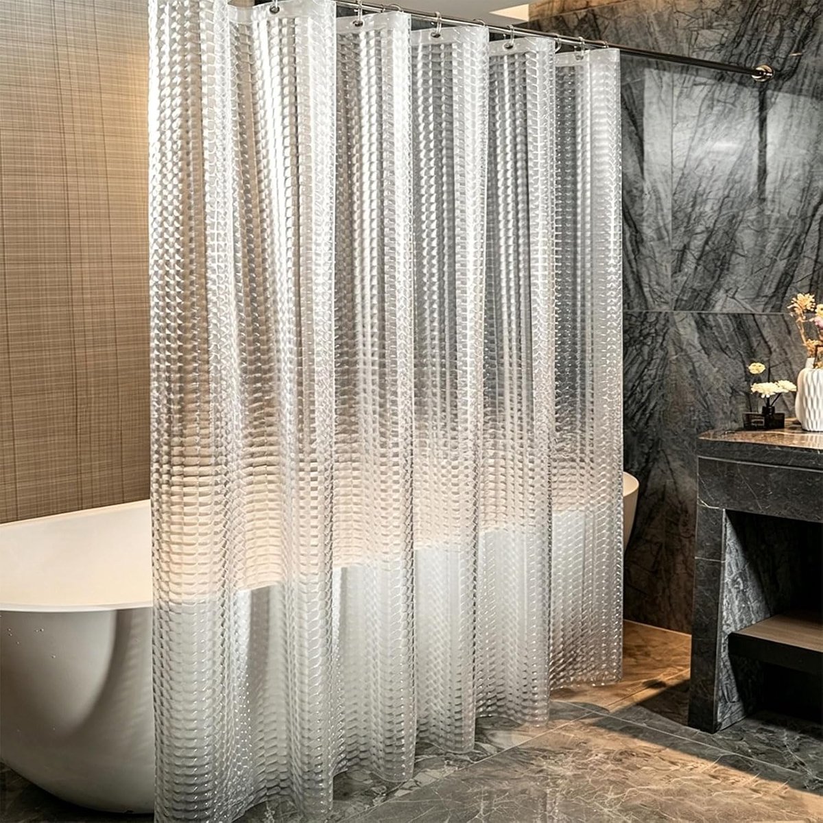 Douchegordijn 180 x 200 cm - Waterdicht Opvouwbaar - Schimmelbestendig - Ideaal voor Douche en Badkuip - SnelShoppen