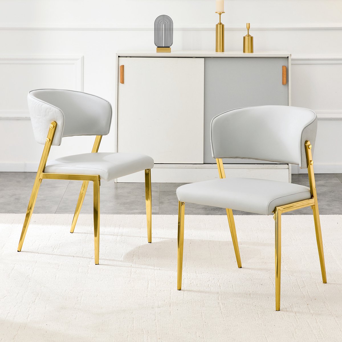 Clruro Eetkamerstoelen - 2 Stuks - Gewatteerde Zitting en Rug - Metaal