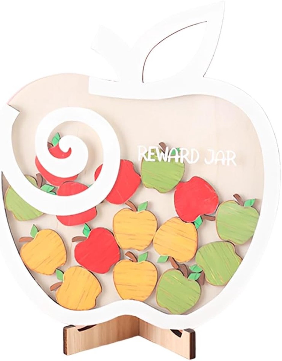 Beloningsglas voor kinderen - met 25 houten appels - gepersonaliseerd - stimuleert goed gedrag - SnelShoppen