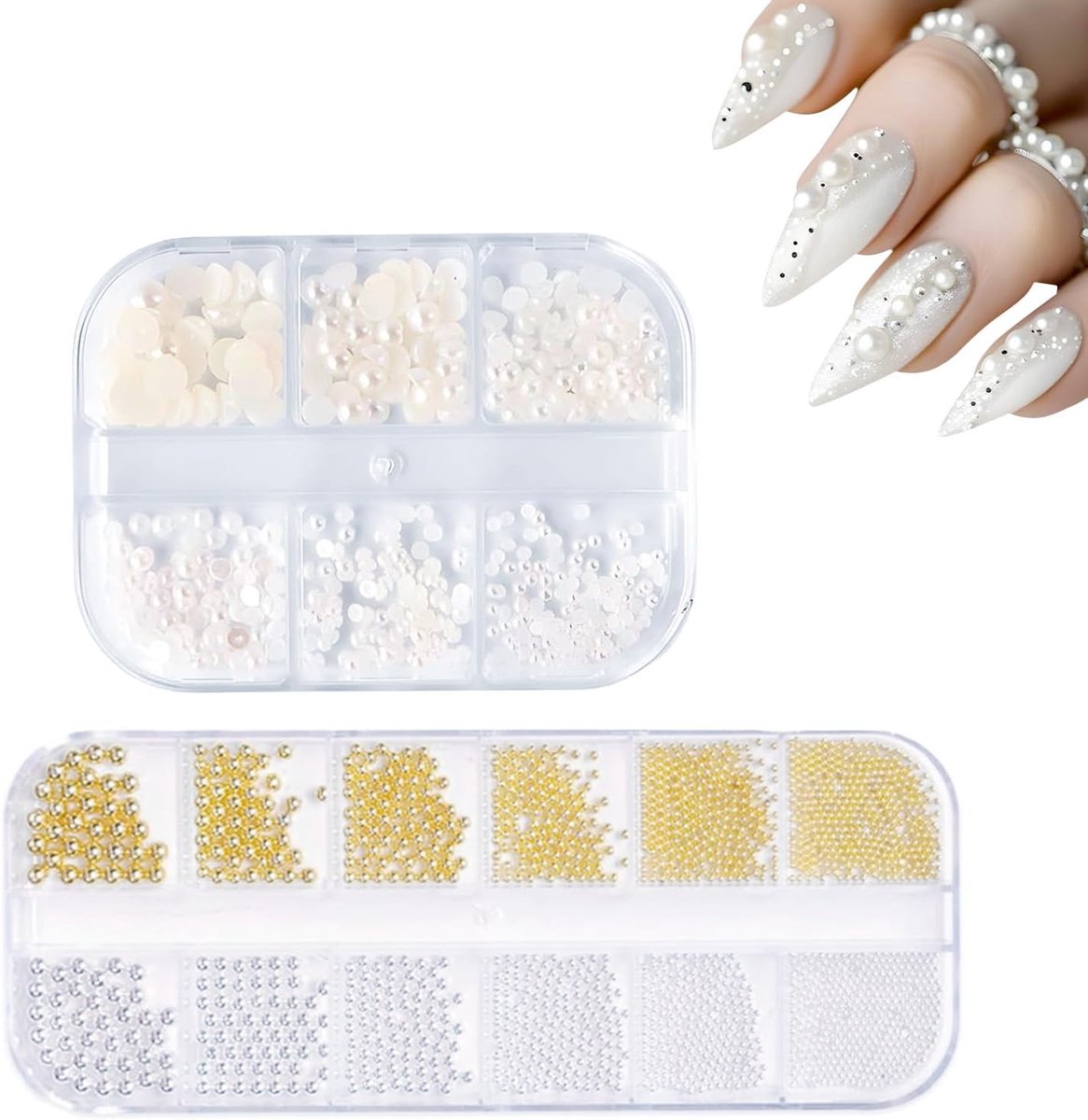 Set van 2 nagelkralen - kaviaarkralen - hoogwaardige nageldecoratie - voor stralende nagels - SnelShoppen