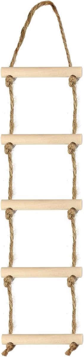 Wichteltür ladder 4.5 x 18 cm - handgemaakt van hout en henneptouw - voor mini kerstscènes - SnelShoppen