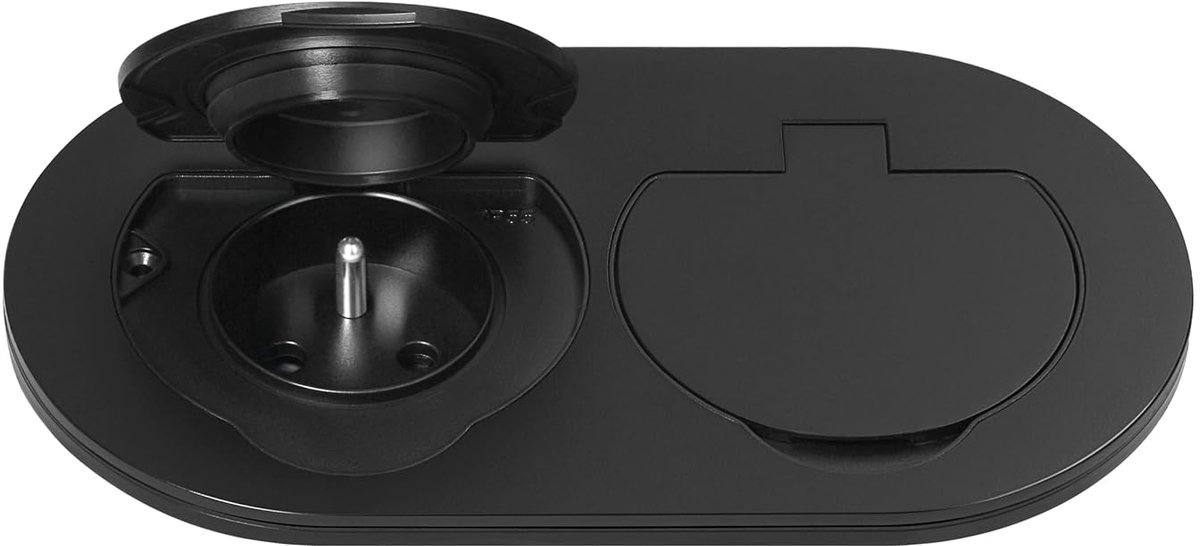 Dubbele Inbouwsocket Oval 2 x Ø 65mm - Zwart - IP55 Waterdicht - Ideaal voor Keuken en Garage - SnelShoppen