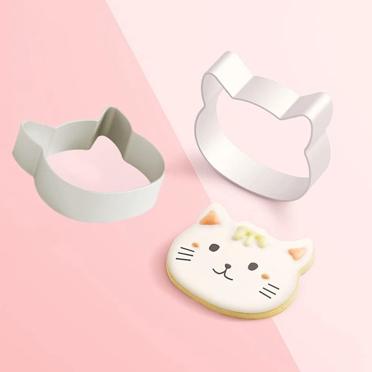 koekjesuitsteekvorm kattenkop 5,5x1,5cm - roestvrij staal - duurzaam en veilig - ideaal voor koekjesdeeg - SnelShoppen