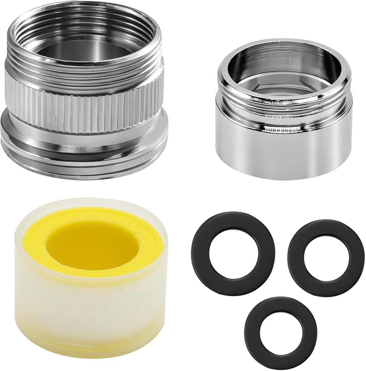 Set van 3 messing kraan-slangadapters - 22 mm binnendraad naar 24 mm buitendraad - robuuste constructie - SnelShoppen