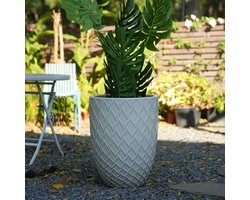 Bloempot – Handgemaakt En Vorstbestendig – 42 Cm – Keramiek – Wit – Voor Grote Binnen En Buitenplanten – Met Afwateringsgat