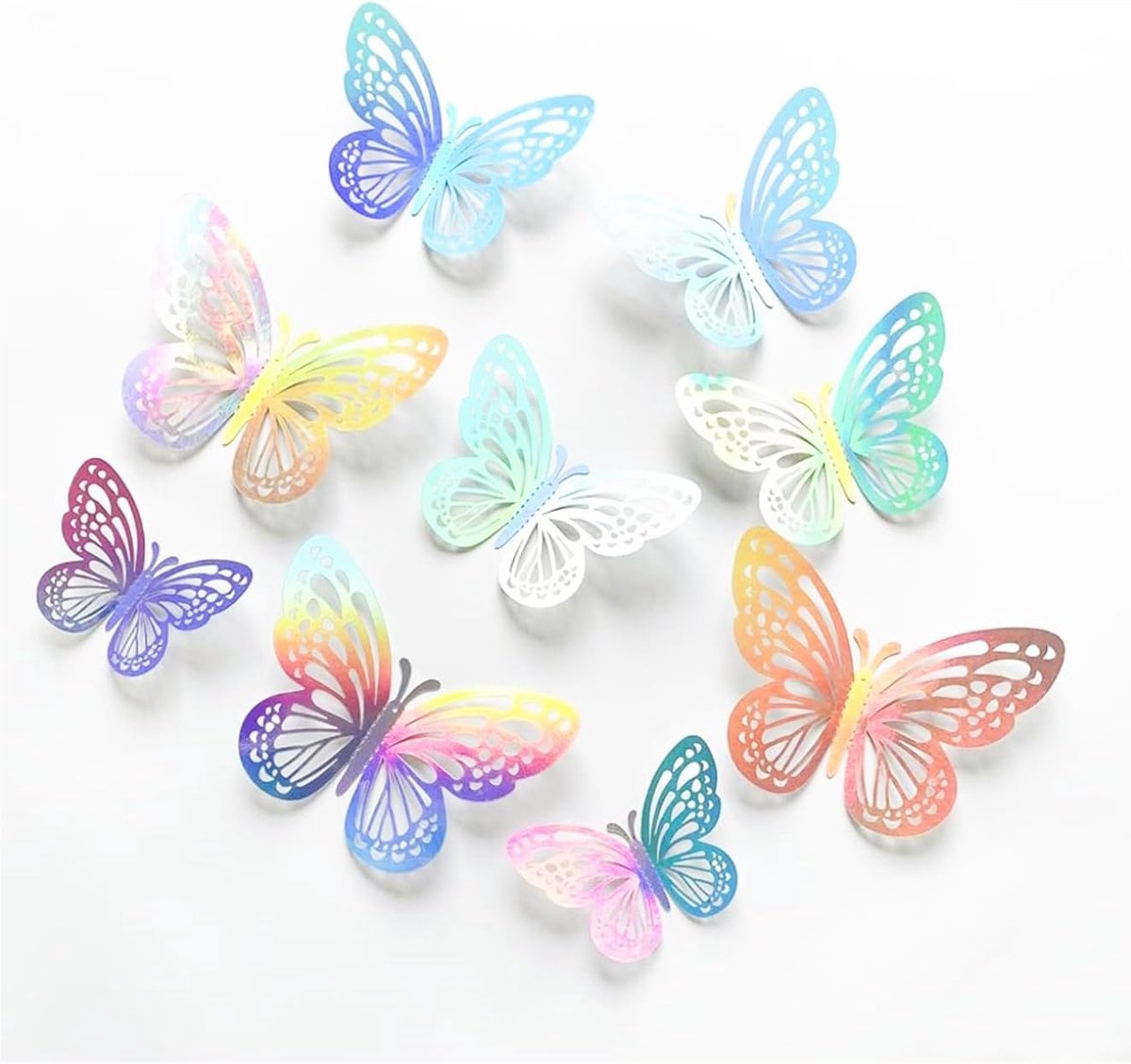 Decoratieve Vlinders 36 Stuks - 3D Laser Vlinders - Diverse Maten en Kleuren - Perfect voor Wanddecoratie - SnelShoppen