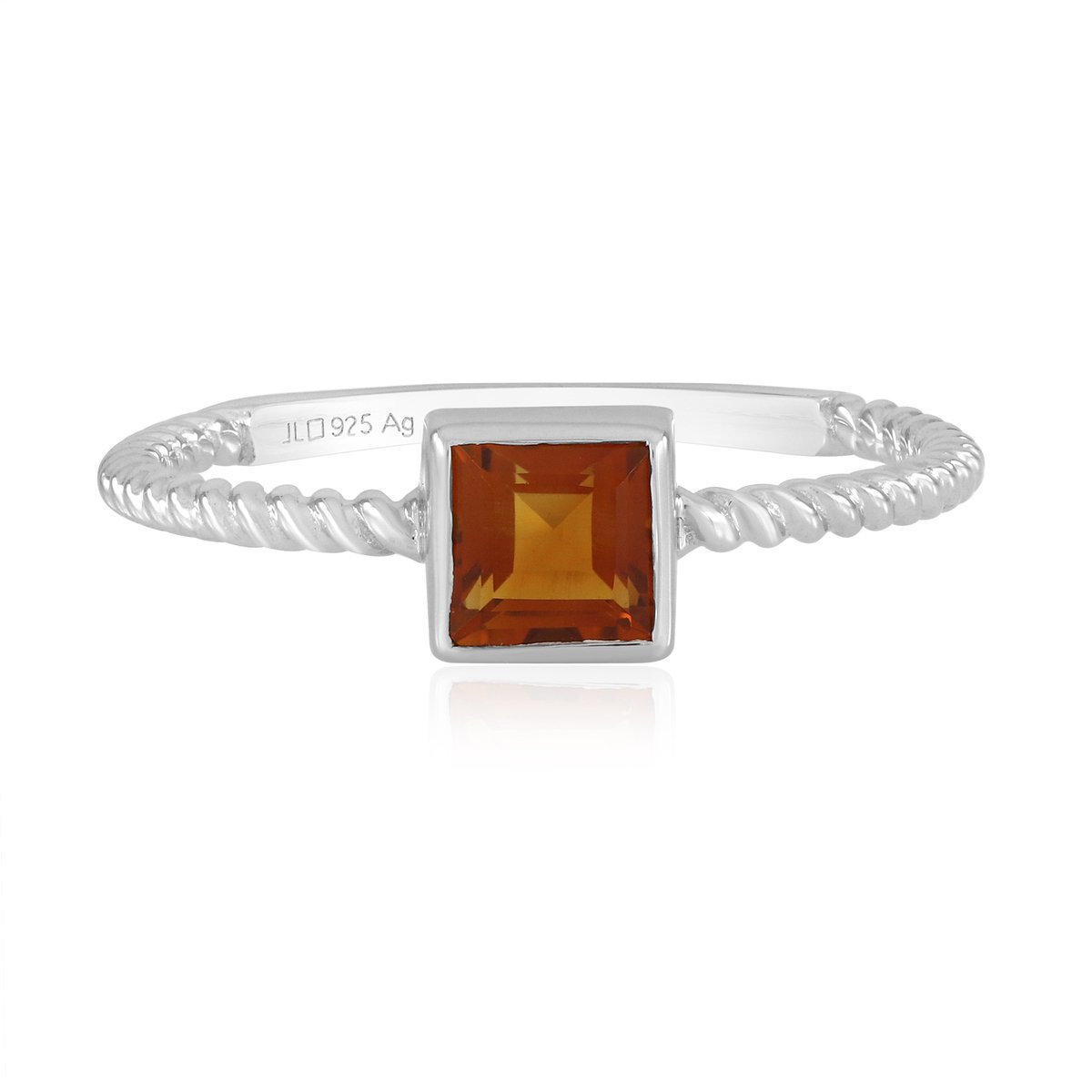 Cavill - Verstelbare ring 925 sterling zilver gerhodineerd - 0,572 ct Madeira citrien - Elegante carré slijpsel - Braziliaanse edelsteen