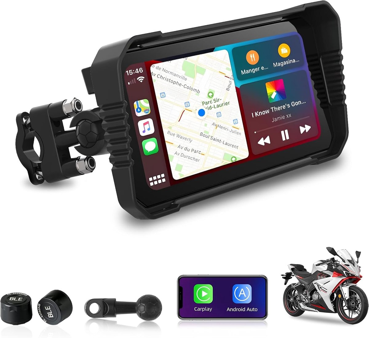 Motorfiets Carplay Display 6.25 Inch - TPMS Navigatie - IP67 Waterdicht - Bluetooth Stemassistent - SnelShoppen