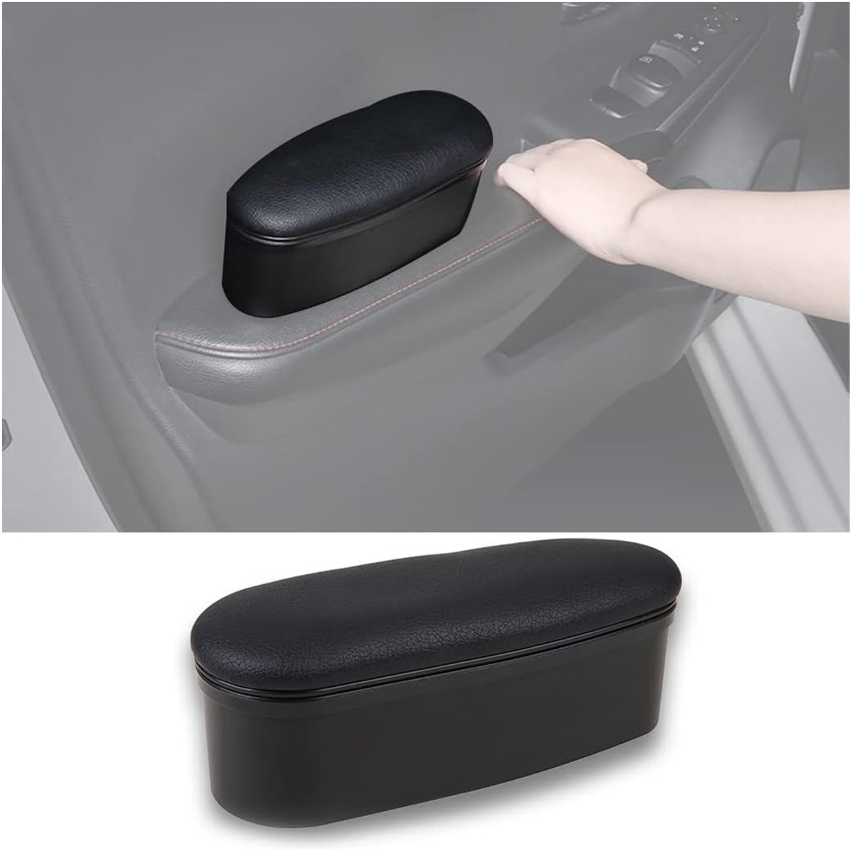 Auto handgreep steun - ergonomisch PU leer - armsteun met opbergbak - verlicht elleboogvermoeidheid - SnelShoppen