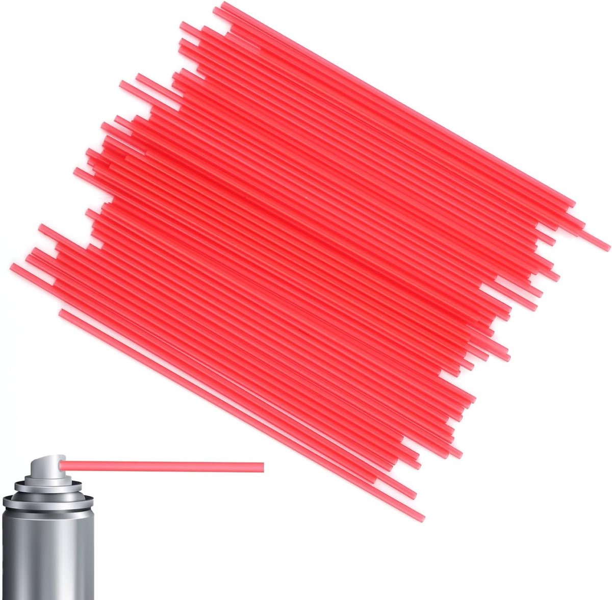Sprayer straws 12cm - rode plastic spuitmond verlengbuizen - ideaal voor nauwe ruimtes - 50 stuks - SnelShoppen
