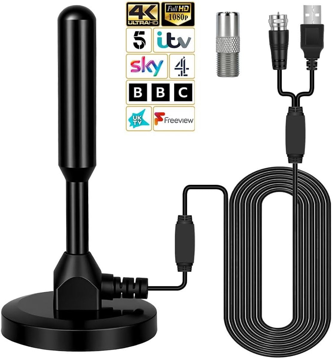 HDTV antenne - draagbaar met magnetische basis - DVB-T/T2 - gratis HD tv-signaal - SnelShoppen