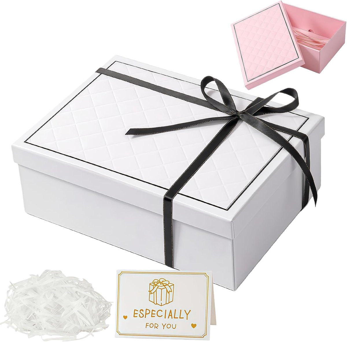 Geschenkdoos met deksel - vouwgeschenkbox wit - met strikken - ideaal voor verjaardagen - SnelShoppen