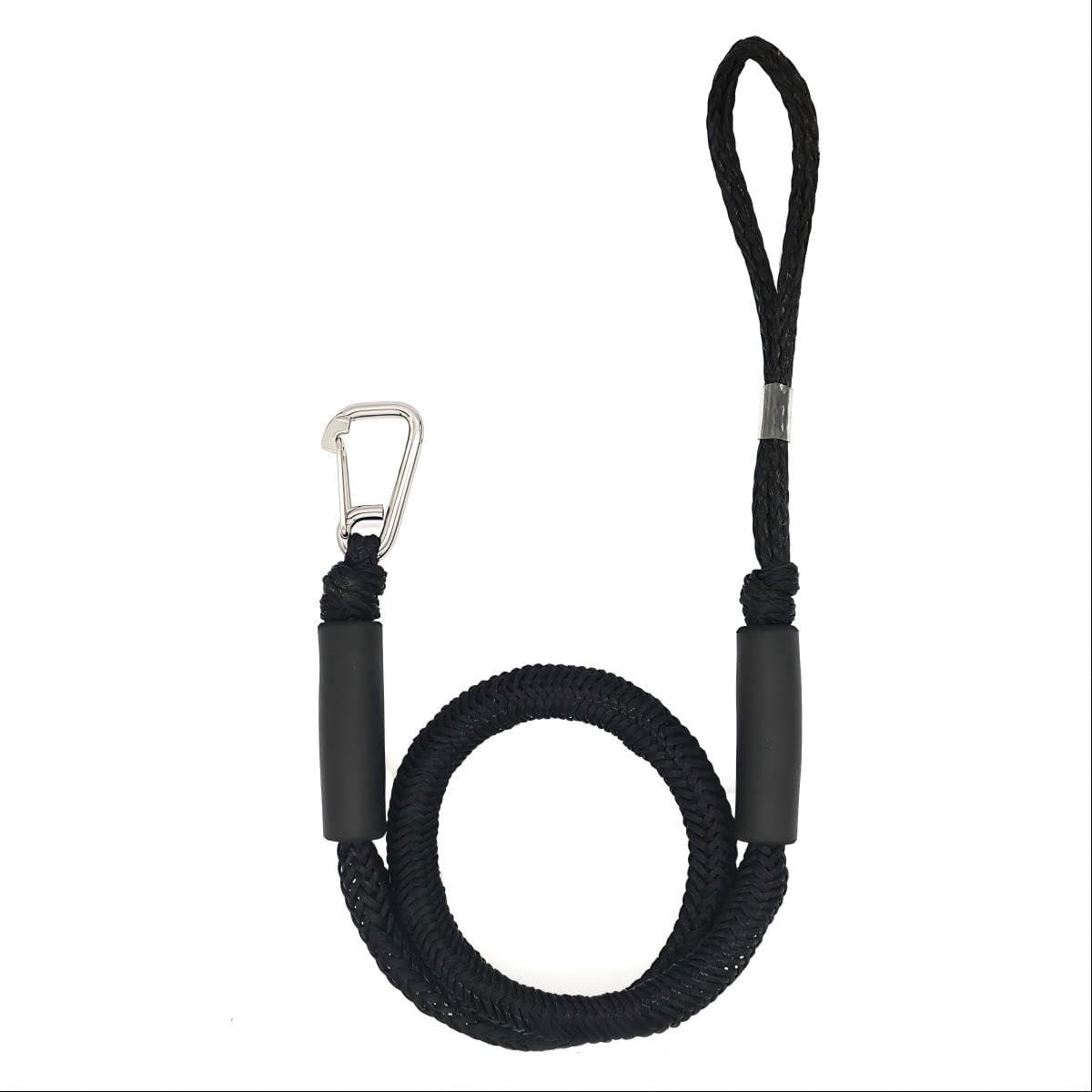 Bungee mooring lijnen 1.2m - zwart - hoge belasting tot 450 kg - veilig afmeren voor boten en kano's - SnelShoppen