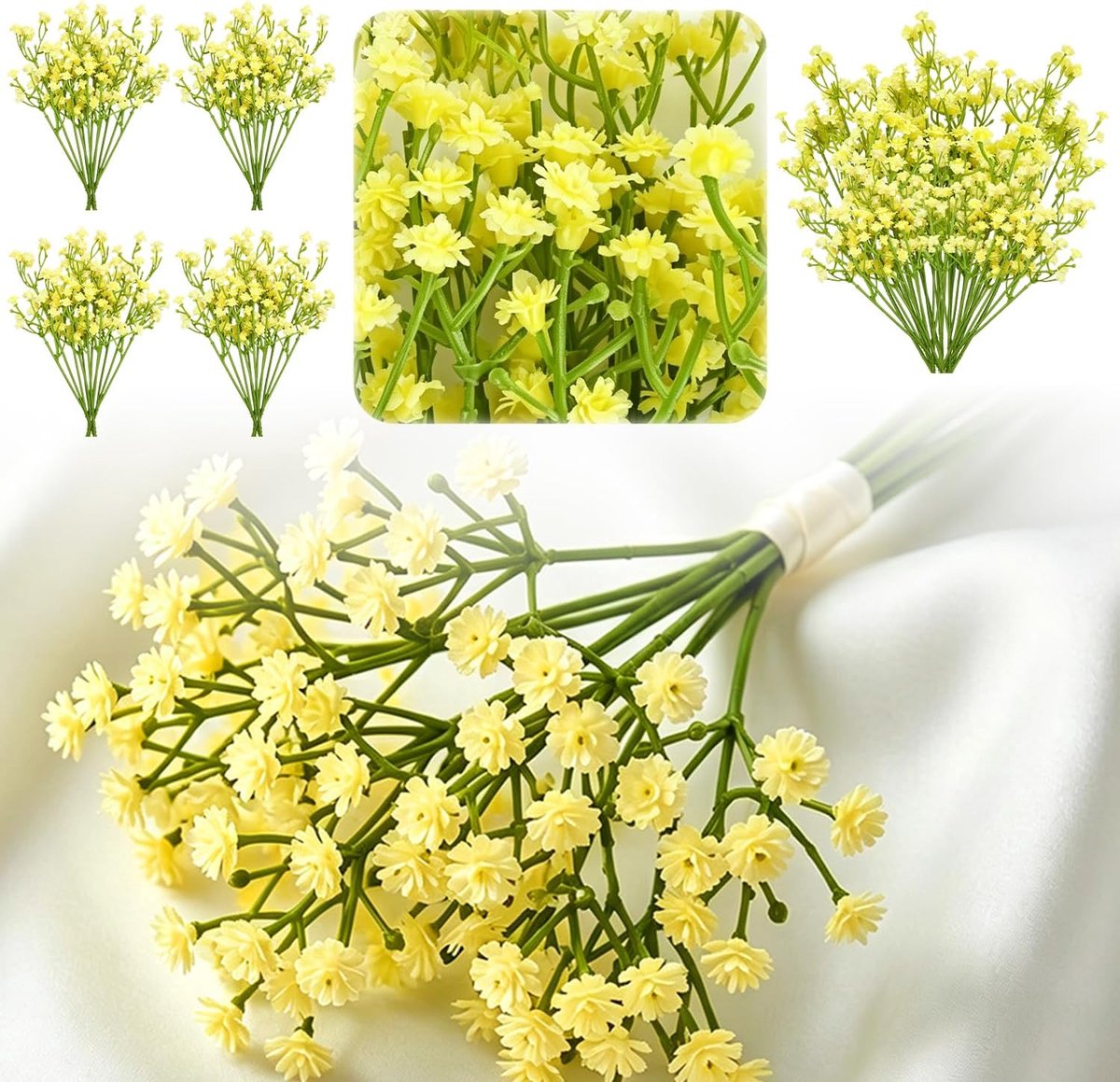 Kunstbloemen set van 6 stuks - Kunstmatige gele decoratie - Elegante vorm - Perfect voor bruiloften - SnelShoppen