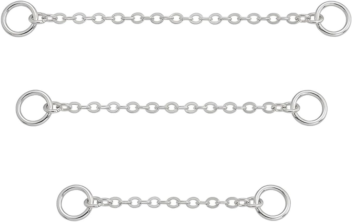 Kettingverlengers 3 Stuks 925 Zilver - 2, 3 en 4 cm - Dubbele Schakeluitbreiding - Voor DIY Armband en Enkelband - SnelShoppen