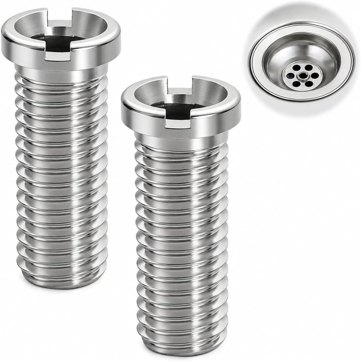 Wastafelzeef Schroeven M12 x 32 mm - Roestvrijstalen Holle Schroef - Vervangende Afvoerplug - SnelShoppen