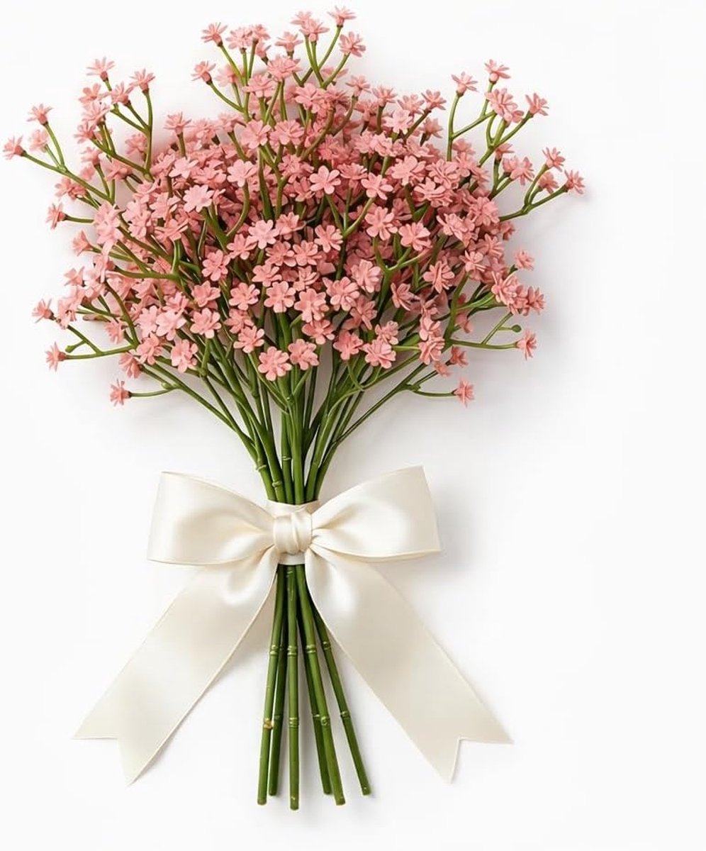 Kunstgypsophila 6x Roze - Echte aanraking - Buigzame stelen - Perfect voor bruiloften - SnelShoppen