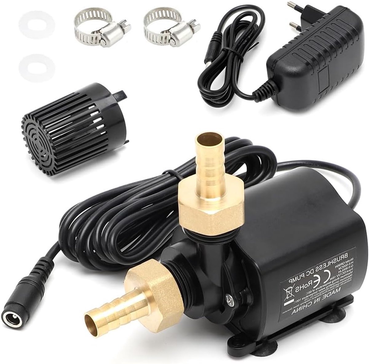 Waterpomp 12 V, 800 L/h - Miniwaterpomp met 5 snelheden - Max. 5 m opvoerhoogte - Ideaal voor vijver en aquarium - SnelShoppen