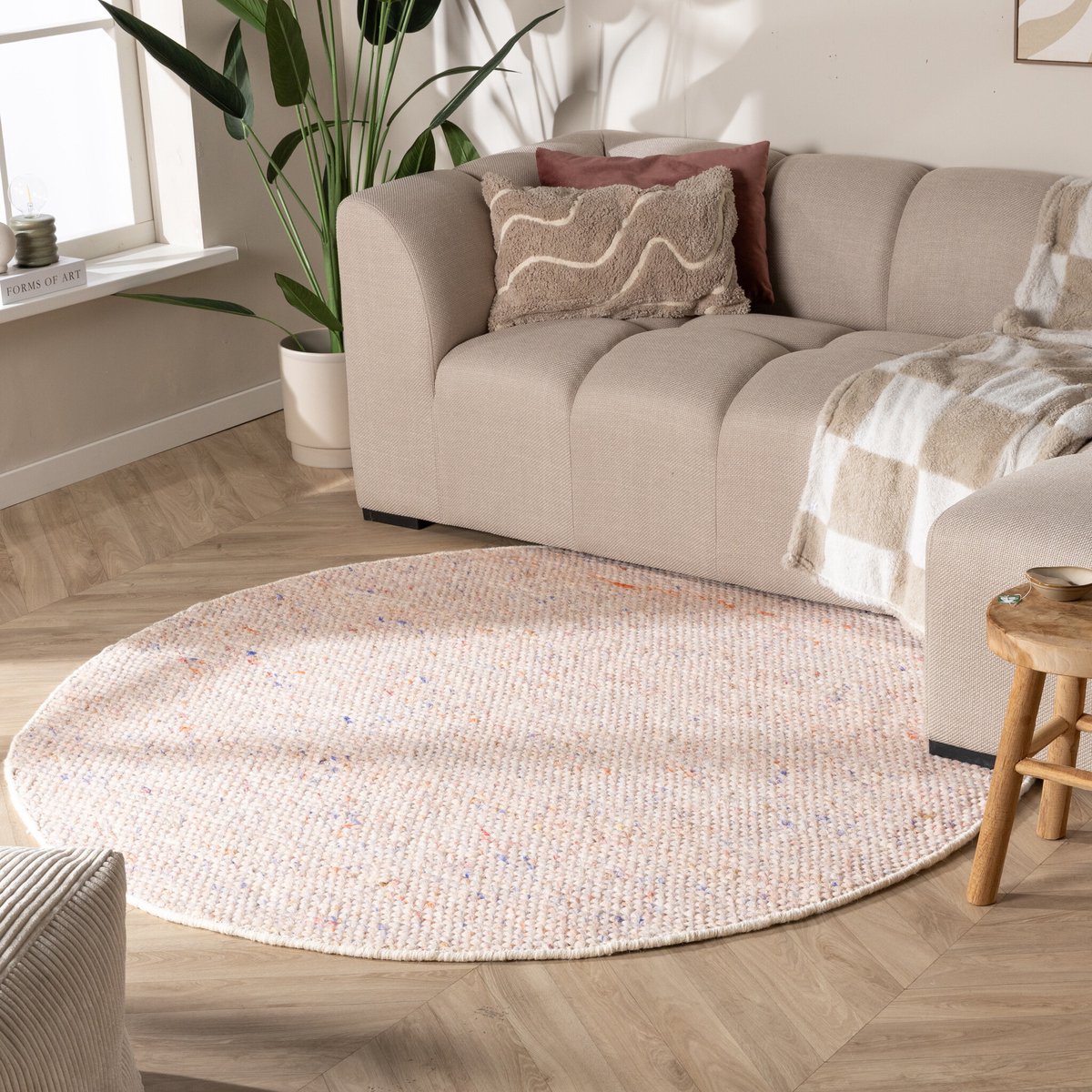 NATURL. Rond wollen vloerkleed - Feline Pastel - Ø 200cm