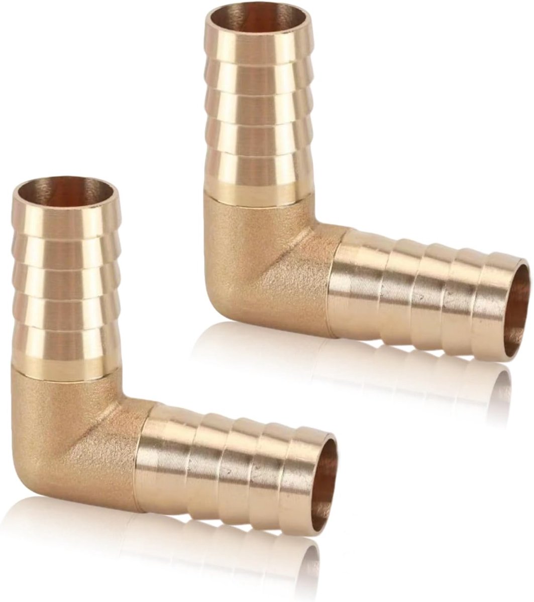 Hoekbuisverbinder 19 mm - Messing 90° hoekstuk - Dubbele weerhaak - Maximale grip voor slangverbindingen - SnelShoppen