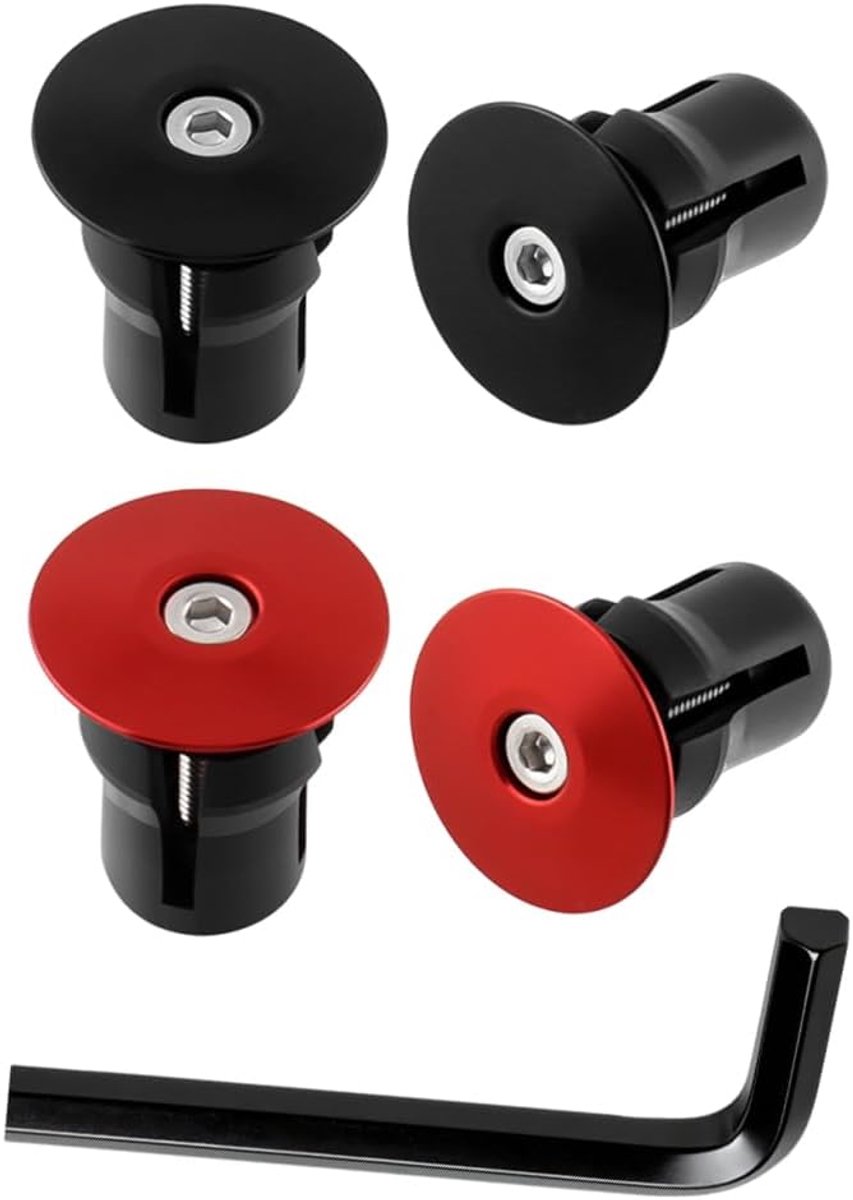 Stuurdoppen aluminium 16-22 mm - zwart en rood - duurzame kwaliteit - bescherming voor je stuur - SnelShoppen