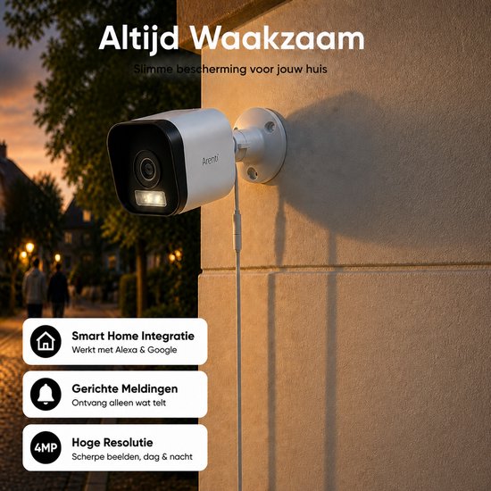 Arenti O3 WiFi Beveiligingscamera voor Buiten 4MP - Buitencamera - Camera - Spotlight - Bluetooth Pairing - Nachtvisie - AI Bewegingsdetectie - Alexa & Google - Zonedetectie van Arenti — afbeelding 3