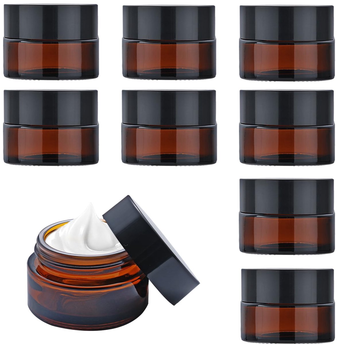Cosmetische potten 5 ml - amberkleurig glas - met deksel - ideaal voor reizen of monsteropslag - ShopVlot