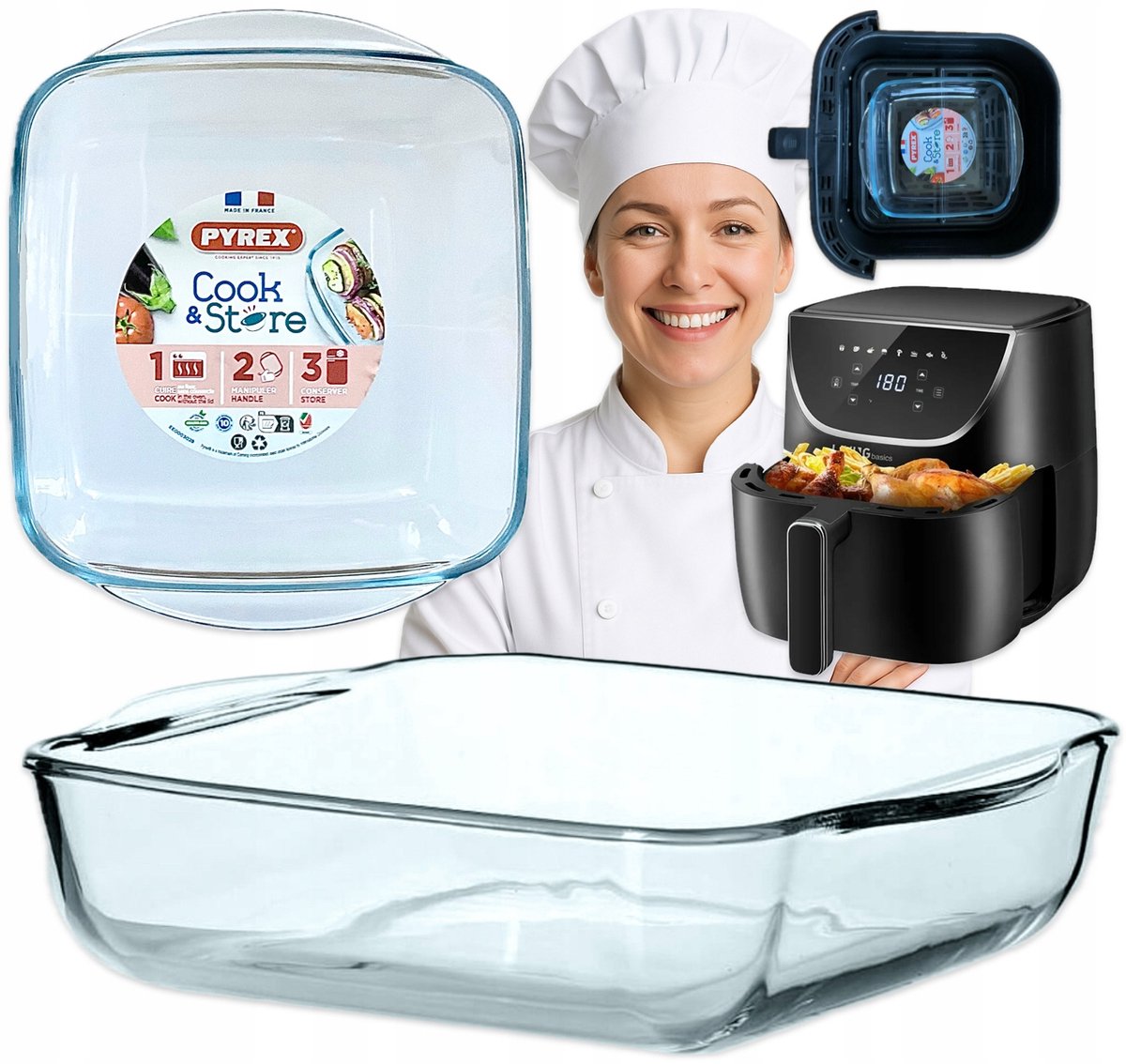 Glazen Airfryer Bakvorm 1L - Hittebestendig & Ovenbestendig