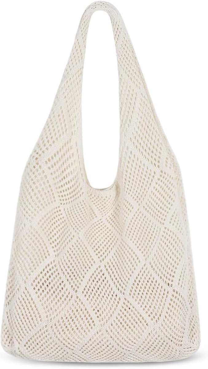 Strandtas Vrouwen Haakwerk - Vouwbare Schoudertas - Boho Stijl - Ideaal voor Zomervakantie - ShopVlot
