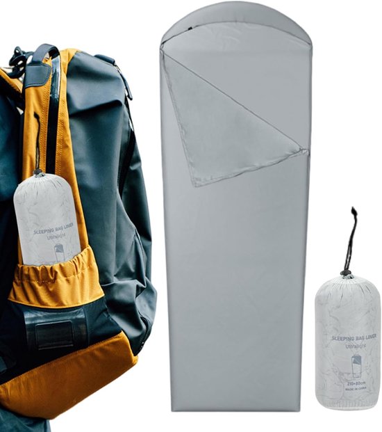Slaapzak Liner - Reislaken Slaapzak - Kamperen en Reizen - Voorkomt Slijtage - 210x80cm - Grijs — afbeelding 5