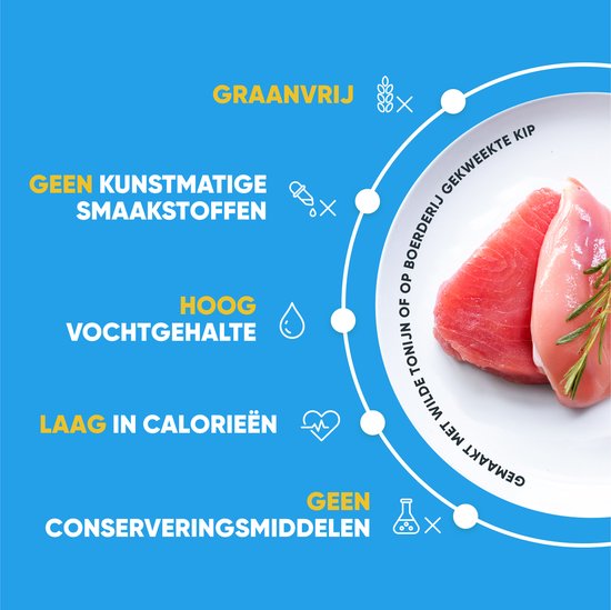 Twee stukken kipfilet op een wit bord, gegarneerd met rozemarijn.