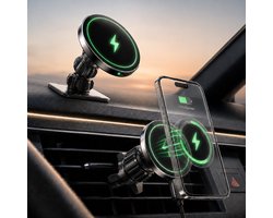 Telefoonhouders Auto - Magsafe Autohouder - Ventilatie & Dashboard - GSM Houder Auto - Magnetisch - Magsafe Oplader - Zwart