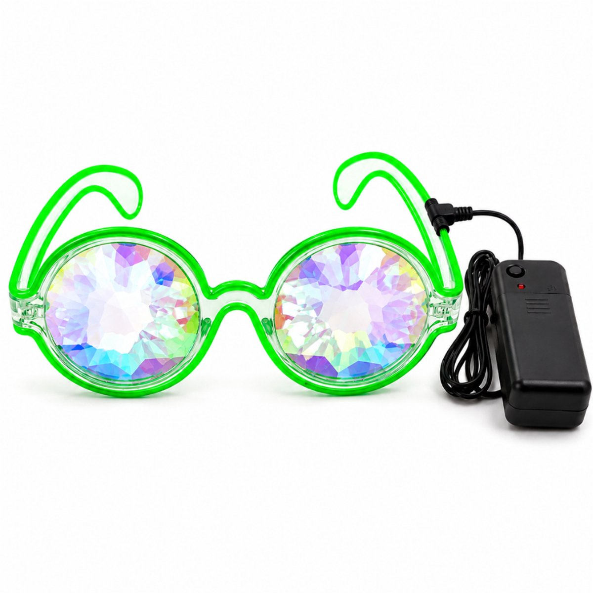 Doppler Prism Party Glasses – LED Kaleidoscoop Bril – Festival, Rave, Carnaval & Feest – Groen"