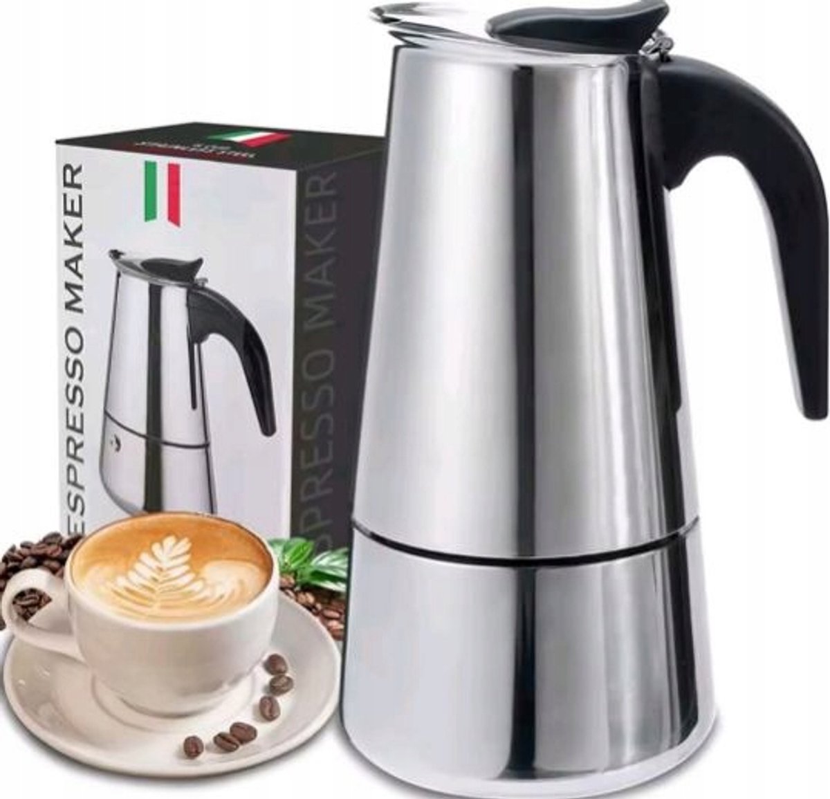RVS Moka Koffiezetapparaat 300ml - 6 Kopjes Italiaanse Espresso