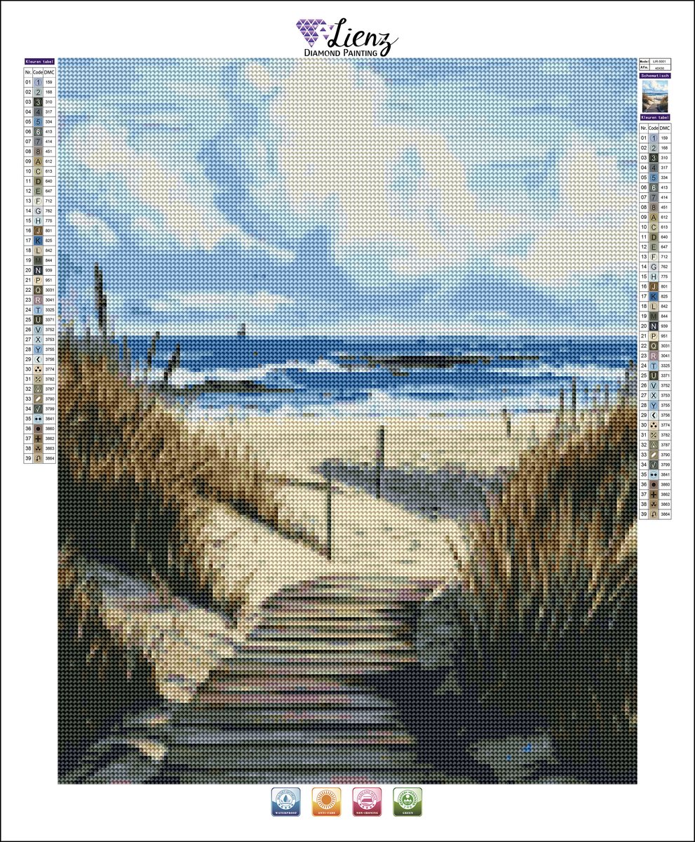 Lienz® Diamond Painting volwassenen 40x50cm – Rond – Strand - Zee — afbeelding 2
