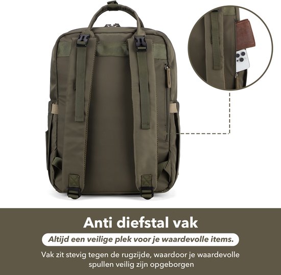 Brisby slijtvaste Luiertas – verzorgingstas – met buggymontage - Olive Green — afbeelding 5