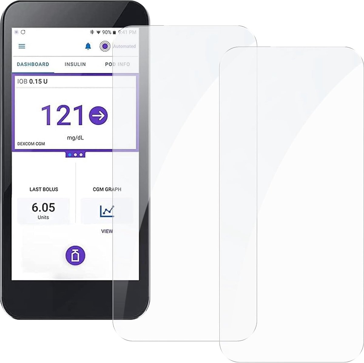 Flexibele glazen schermbeschermer set - 2 stuks - krasbestendig - optimale bescherming voor Omnipod 5 - ShopVlot