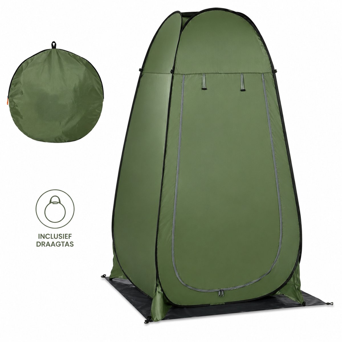 Jurrys Douchetent - Pop-up Toilettent - Mobiele douchecabine - Camping - Draagbaar - Inc draagtas - 126x124x198 cm - Groen