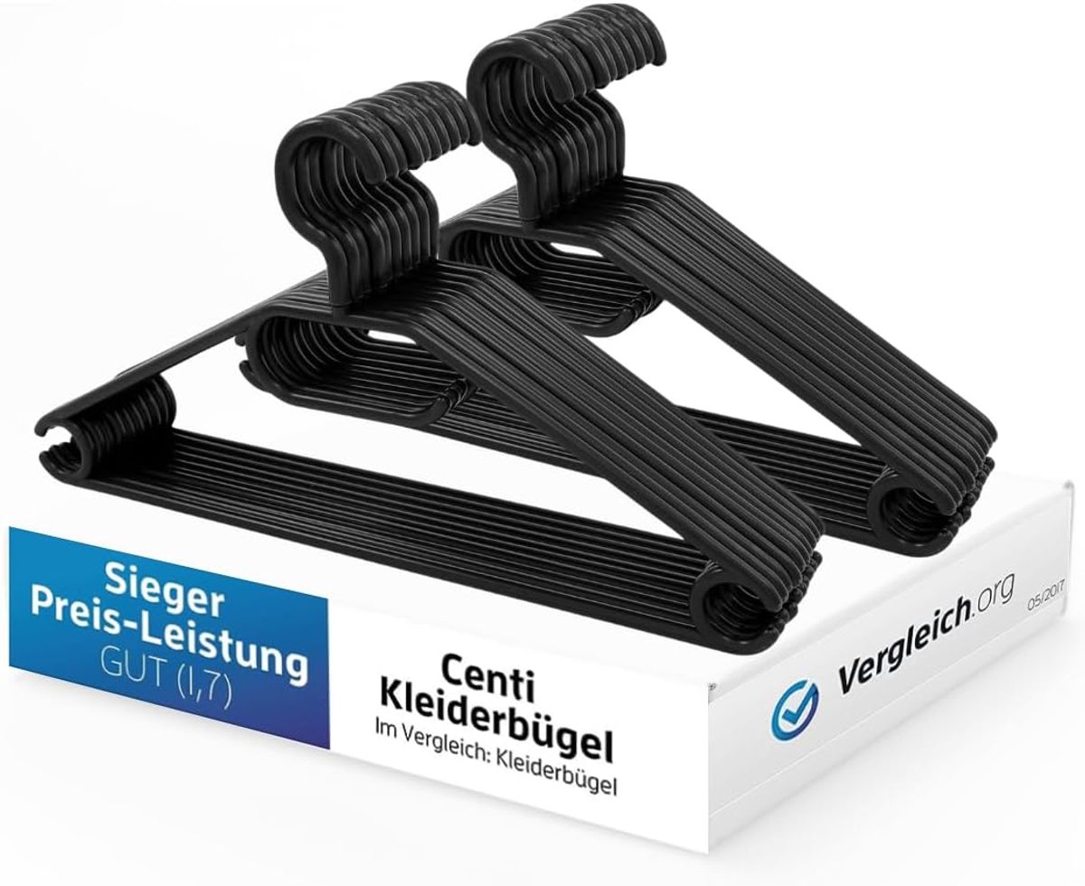 Kledinghangers 41 cm - Zwart - Plastic - Ruimtebesparend - ShopVlot