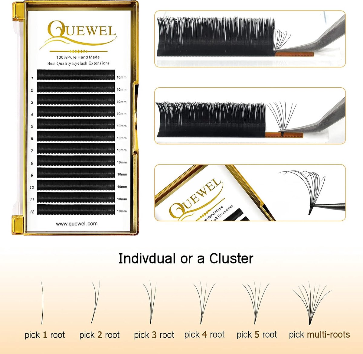 Wimpers Volume 0.05 mm - C-Curl 10 mm - Zelffannend - Eenvoudige applicatie voor volume techniek - ShopVlot