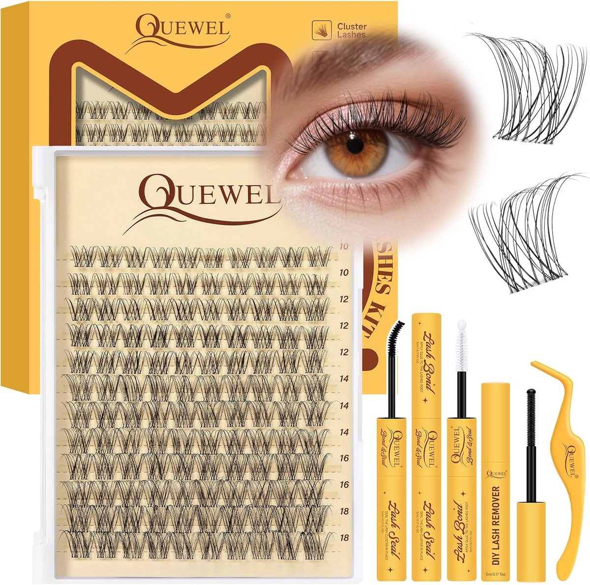 Wimperextensions MIX 10 - 16 mm - Lichte en zachte clusters - Ideaal voor beginners thuis - ShopVlot