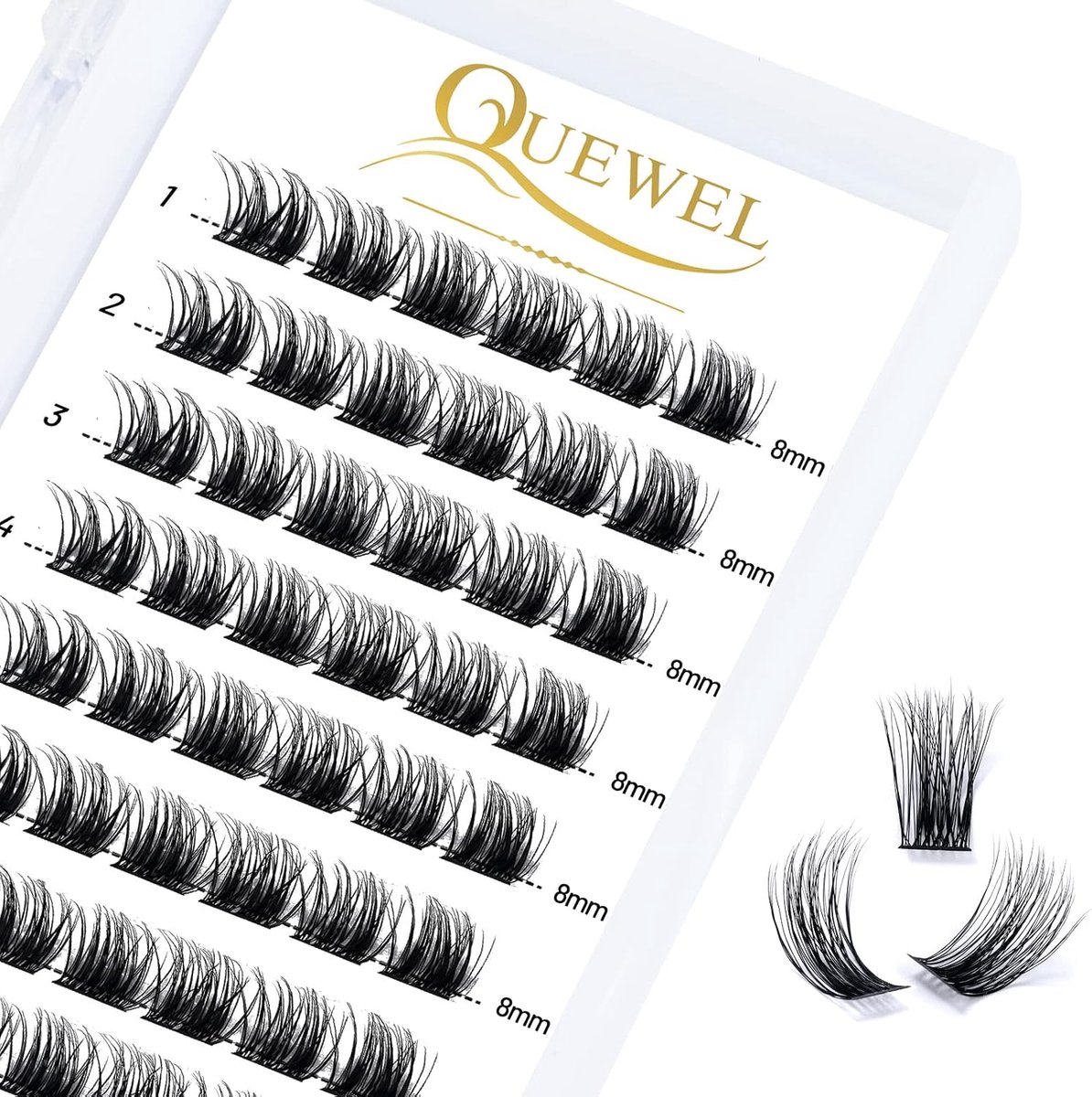 Cluster Lashes individuele wimpers - C Curl 8 mm - brede segmenten - natuurlijke look voor elke dag - ShopVlot