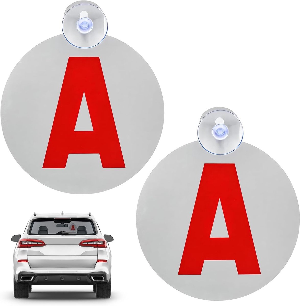 Auto schild 15 cm - met zuignapstickers - herbruikbaar - diefstalpreventie - ShopVlot