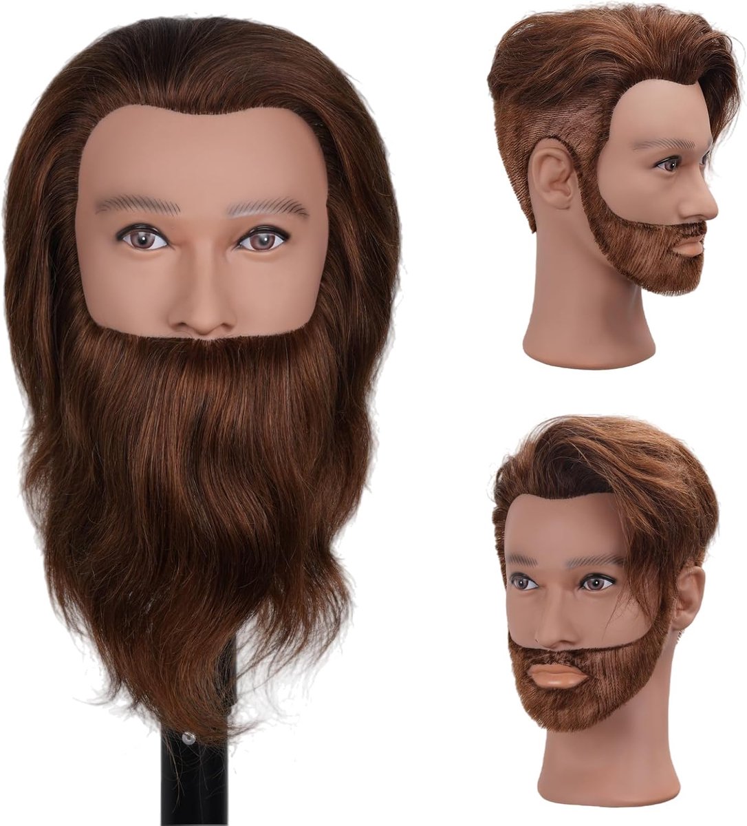 Mannequin hoofd - 100% echt haar - bruin haar - ideaal voor kapseltechnieken - ShopVlot